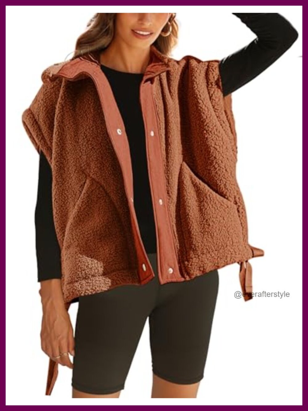 Sherpa Fleece Vest Button Down Sleeveless Winter Warm Jacket with Pockets